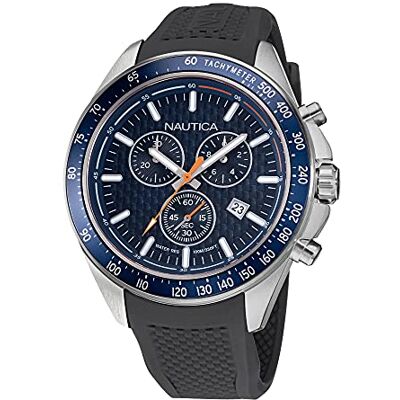 Nautica Montre à quartz pour homme en acier inoxydable avec bracelet en silicone, gris, 22 montre décontractée (modèle : NAPOBF121), gris, Sangle Nautica Montre à quartz pour homme en acier inoxydable avec bracelet en silicone, gris, 22 montre décontractée (modèle : NAPOBF121), gris, Sangle