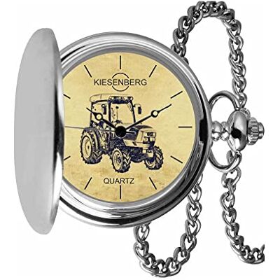 KIESENBERG Montre de poche vintage en argent cadeau personnel pour FVS Tracteur Tracteur Tracteur Montre Homme TA-5682, argenté KIESENBERG Montre de poche vintage en argent cadeau personnel pour FVS Tracteur Tracteur Tracteur Montre Homme TA-5682, argenté