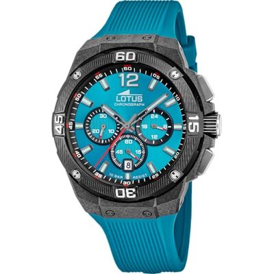 Lotus Montre pour Homme 18975/6 Chrono Boîtier en Fibre de Carbone Noir Bracelet en Caoutchouc Bleu, Bleu, sangle Lotus Montre pour Homme 18975/6 Chrono Boîtier en Fibre de Carbone Noir Bracelet en Caoutchouc Bleu, Bleu, sangle