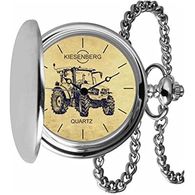KIESENBERG Montre de poche vintage en argent cadeau personnel pour 5D Keyline Tracteur Montre Homme TA-5688, argenté KIESENBERG Montre de poche vintage en argent cadeau personnel pour 5D Keyline Tracteur Montre Homme TA-5688, argenté