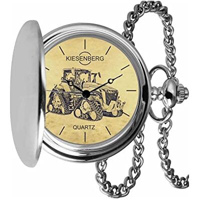 KIESENBERG Montre de poche vintage argent cadeau personnel pour tracteur montre homme TA-5668, argenté KIESENBERG Montre de poche vintage argent cadeau personnel pour tracteur montre homme TA-5668, argenté