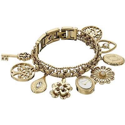 Anne Klein 10/8096 Montre à breloques pour femme avec cristaux, Doré Anne Klein 10/8096 Montre à breloques pour femme avec cristaux, Doré