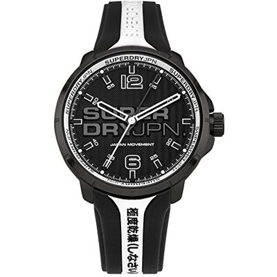 Superdry Montre à quartz analogique pour homme avec bracelet en silicone SYG216BW Superdry Montre à quartz analogique pour homme avec bracelet en silicone SYG216BW