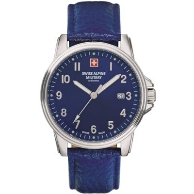 Alpine 7011.1 Montre à quartz analogique pour homme en cuir, Bleu/argenté/bleu 1535 Sam, sangle Alpine 7011.1 Montre à quartz analogique pour homme en cuir, Bleu/argenté/bleu 1535 Sam, sangle