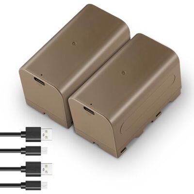 NEEWER Lot de 2 batteries de rechange 4 400 mAh pour NP-F750, 4 heures, charge complète avec port/câble USB C, batterie rechargeable compatible avec Sony NP-F550 F750 F950 F950 F970 NEEWER Lot de 2 batteries de rechange 4 400 mAh pour NP-F750, 4 heures, charge complète avec port/câble USB C, batterie rechargeable compatible avec Sony NP-F550 F750 F950 F950 F970