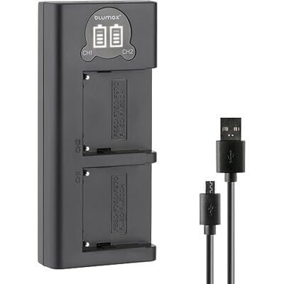 Blumax Mini Dual LCD Chargeur Compatible avec Sony NP-F750 F970 F550 F570 F980 F530 F960 Blumax Mini Dual LCD Chargeur Compatible avec Sony NP-F750 F970 F550 F570 F980 F530 F960