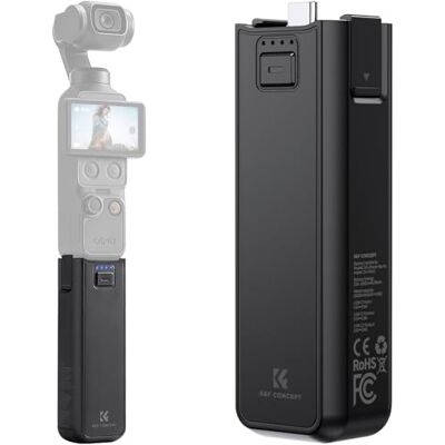 K&F CONCEPT Poignée de batterie 5000 mAh Compatible avec Osmo Pocket 4/Pocket 3/4P (4 Pro), pour accessoires Osmo Pocket 3, batterie entièrement déchiffrée JHPCK3 K&F CONCEPT Poignée de batterie 5000 mAh Compatible avec Osmo Pocket 4/Pocket 3/4P (4 Pro), pour accessoires Osmo Pocket 3, batterie entièrement déchiffrée JHPCK3