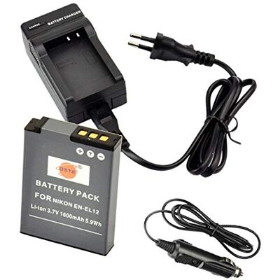 DSTE EN-EL12 Batterie et Chargeur compatible avec Nikon Coolpix P310 S610 S620 S800c S6300 S8000 DSTE EN-EL12 Batterie et Chargeur compatible avec Nikon Coolpix P310 S610 S620 S800c S6300 S8000