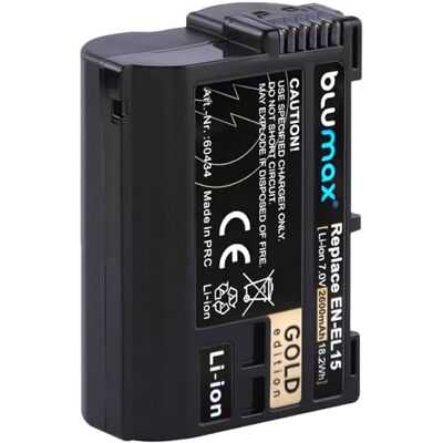 Blumax Batterie compatible avec Nikon EN-EL15c 2600mAh - EN-EL15b EN-EL15a EN-EL15 pour Z8 Z7 II Z6 III Zf Z5 D800 D850 D7100 D7500 MH-25 MH-34 Blumax Batterie compatible avec Nikon EN-EL15c 2600mAh - EN-EL15b EN-EL15a EN-EL15 pour Z8 Z7 II Z6 III Zf Z5 D800 D850 D7100 D7500 MH-25 MH-34