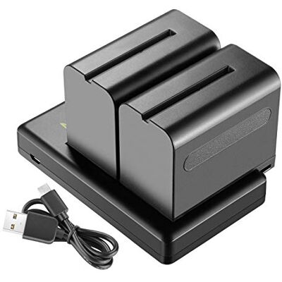 NEEWER Lot de 2 Batteries de Rechange Li-ION 6600 mAh avec Chargeur USB, Compatible avec Sony NP-F970 F960 F950 F770 F750 F570 F550 Handycams et lumière LED , Moniteur, Curseur motorisé NEEWER Lot de 2 Batteries de Rechange Li-ION 6600 mAh avec Chargeur USB, Compatible avec Sony NP-F970 F960 F950 F770 F750 F570 F550 Handycams et lumière LED , Moniteur, Curseur motorisé