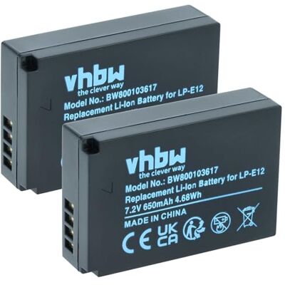 vhbw 2X Batterie Compatible avec Canon EOS 100D, Kiss X7, M, M10, M100, M200, M50 Appareil Photo Digital Reflex APRN (650mAh, 7,2V, Li-ION) vhbw 2X Batterie Compatible avec Canon EOS 100D, Kiss X7, M, M10, M100, M200, M50 Appareil Photo Digital Reflex APRN (650mAh, 7,2V, Li-ION)