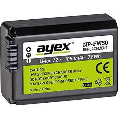 ayex NP-FW50 Batterie de qualité compatible avec Sony Alpha A7 A7S NEX 7 RX-10 Puissante et fiable ayex NP-FW50 Batterie de qualité compatible avec Sony Alpha A7 A7S NEX 7 RX-10 Puissante et fiable