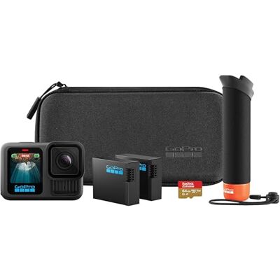 GoPro Ensemble d'accessoires HERO13 noir – Comprend le handler, 2 batteries Enduro, 2 supports adhésifs incurvés, une carte microSD SanDisk de 64 Go et un étui de transport GoPro Ensemble d'accessoires HERO13 noir – Comprend le handler, 2 batteries Enduro, 2 supports adhésifs incurvés, une carte microSD SanDisk de 64 Go et un étui de transport
