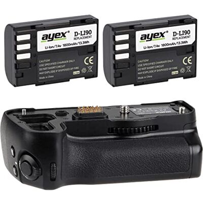 ayex Poignée de batterie AX-K3/K3 II pour Pentax K-3 et K-3 II de rechange pour D-BG5 + 2 batteries D-Li90 – Pack d'action à prix avantageux + kit d'accessoires de poignée de batterie + 100 % compatible ayex Poignée de batterie AX-K3/K3 II pour Pentax K-3 et K-3 II de rechange pour D-BG5 + 2 batteries D-Li90 – Pack d'action à prix avantageux + kit d'accessoires de poignée de batterie + 100 % compatible