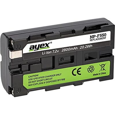 ayex NP-F550 Batterie Li-ion avec puce d'information compatible avec caméscope Sony, 100% compatible, durable, fiable, faible auto-décharge ayex NP-F550 Batterie Li-ion avec puce d'information compatible avec caméscope Sony, 100% compatible, durable, fiable, faible auto-décharge