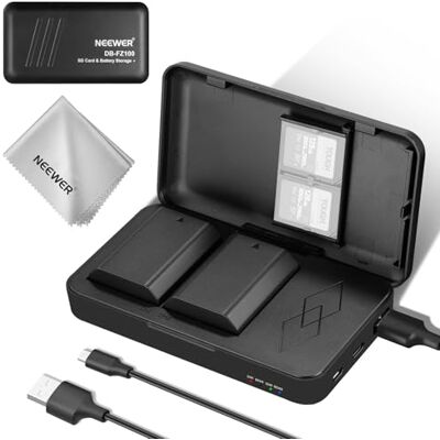 NEEWER Pack de 2 Batteries Rechange 2280mAh NP-FZ100 avec Double Chargeur & Câble Micro USB Compatible avec Sony ZV-E10II A9III A7CII ZV-E1 A7III A7IV FX3 FX30 A6700 A1 A7C A7CR A7RIV A7RV A7SIII A9II NEEWER Pack de 2 Batteries Rechange 2280mAh NP-FZ100 avec Double Chargeur & Câble Micro USB Compatible avec Sony ZV-E10II A9III A7CII ZV-E1 A7III A7IV FX3 FX30 A6700 A1 A7C A7CR A7RIV A7RV A7SIII A9II