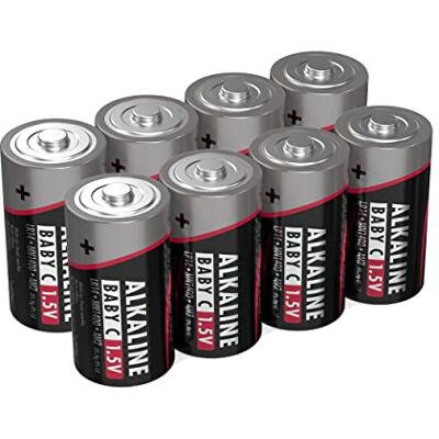 Ansmann Lot de 8 piles alcalines pour bébé C (LR14), 1,5 V, durables et étanches, idéales pour les jouets, lampe de poche LED, radio, modélisme, mégaphone, etc., 5015571-01, noir Ansmann Lot de 8 piles alcalines pour bébé C (LR14), 1,5 V, durables et étanches, idéales pour les jouets, lampe de poche LED, radio, modélisme, mégaphone, etc., 5015571-01, noir