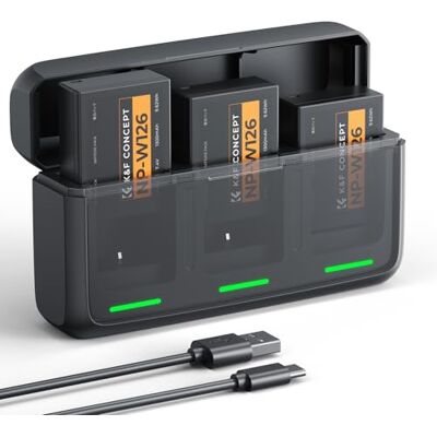 K&F CONCEPT NP-W126 NP-W126S Lot de 3 batteries pour appareil photo avec chargeur PD 20 W compatible avec Fujifilm XT30 III/XM5/X100VI/X100V/XS10/XT30/XT30 II/XT20/XE4/A5 K&F CONCEPT NP-W126 NP-W126S Lot de 3 batteries pour appareil photo avec chargeur PD 20 W compatible avec Fujifilm XT30 III/XM5/X100VI/X100V/XS10/XT30/XT30 II/XT20/XE4/A5