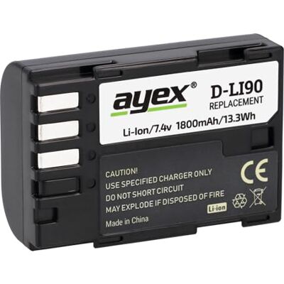 ayex D-Li90 Batterie compatible avec Pentax par exemple 645D 645Z K-7 K-5 K-5 II K-5 IIs K-3 K-3 II K-01 Puissante et fiable compatible avec le chargeur d'origine ayex D-Li90 Batterie compatible avec Pentax par exemple 645D 645Z K-7 K-5 K-5 II K-5 IIs K-3 K-3 II K-01 Puissante et fiable compatible avec le chargeur d'origine