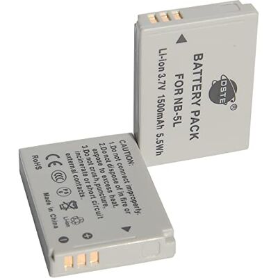 DSTE 2PCS NB-5L Batterie compatible avec Canon PowerShot SD790, SD800, SD850, SD870, SD880 DSTE 2PCS NB-5L Batterie compatible avec Canon PowerShot SD790, SD800, SD850, SD870, SD880