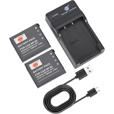 DSTE (2-Pack) NP-60 Batterie + Chargeur Compatible pour Casio Exilim Zoom EX-Z19BK,EX-Z19SR,EX-Z20,EX-Z85VP,EX-Z85 DSTE (2-Pack) NP-60 Batterie + Chargeur Compatible pour Casio Exilim Zoom EX-Z19BK,EX-Z19SR,EX-Z20,EX-Z85VP,EX-Z85