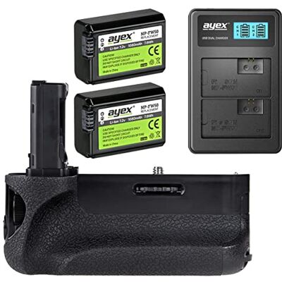 ayex Poignée de batterie AX-A7/A7R/A7S pour Sony A7, A7R, A7S (similaire à VG-C1EM) + 2 piles NP-FW50 + double chargeur USB Pack promotionnel à prix avantageux 3 pièces Kit 100% compatible ayex Poignée de batterie AX-A7/A7R/A7S pour Sony A7, A7R, A7S (similaire à VG-C1EM) + 2 piles NP-FW50 + double chargeur USB Pack promotionnel à prix avantageux 3 pièces Kit 100% compatible