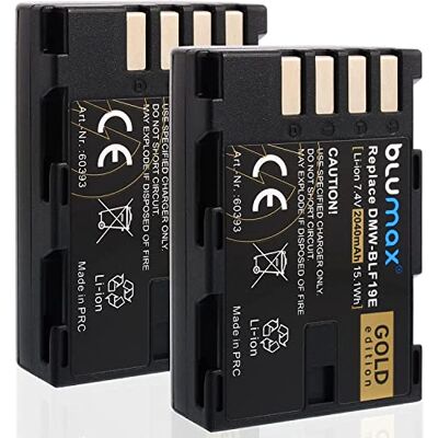 Blumax Lot de 2 batteries de rechange pour Panasonic DMW-BLF19 / DMW-BLF19E compatible avec Panasonic Lumix DC-GH5 DMC-GH3 / DMC-GH4 / DMC-GH4R / DMC-GH3A / DMC-GH4 / DMC-GH3H 2040 mAh 7,4 V 15,1 Wh Blumax Lot de 2 batteries de rechange pour Panasonic DMW-BLF19 / DMW-BLF19E compatible avec Panasonic Lumix DC-GH5 DMC-GH3 / DMC-GH4 / DMC-GH4R / DMC-GH3A / DMC-GH4 / DMC-GH3H 2040 mAh 7,4 V 15,1 Wh