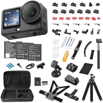 DJI Osmo Action 6 Essential Combo avec kit d'accessoires 58 pièces + 2 piles supplémentaires + carte de 64 Go Caméra d'action étanche avec capteur carré 1/1,1", caméra d'action 8K idéale pour un DJI Osmo Action 6 Essential Combo avec kit d'accessoires 58 pièces + 2 piles supplémentaires + carte de 64 Go Caméra d'action étanche avec capteur carré 1/1,1", caméra d'action 8K idéale pour un