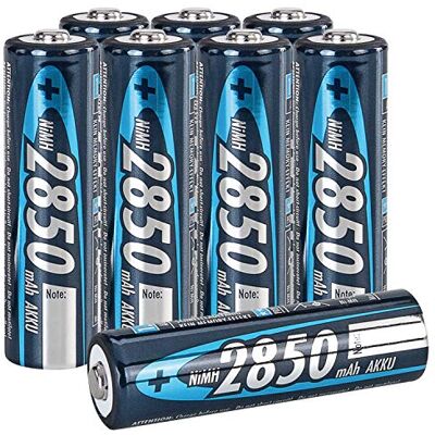 Ansmann Lot de 8 piles rechargeables AA 2850 mAh NiMH Haute capacité Double A Préchargées pour appareil photo, lampe de poche, contrôleur, manette de jeu, lampe solaire, souris Apple, clavier Ansmann Lot de 8 piles rechargeables AA 2850 mAh NiMH Haute capacité Double A Préchargées pour appareil photo, lampe de poche, contrôleur, manette de jeu, lampe solaire, souris Apple, clavier