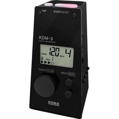 Korg KDM3 Métronome numérique en forme de pyramide avec sélection de sons et de rythmes intégrés, accordeur Sound-Out Noir Korg KDM3 Métronome numérique en forme de pyramide avec sélection de sons et de rythmes intégrés, accordeur Sound-Out Noir