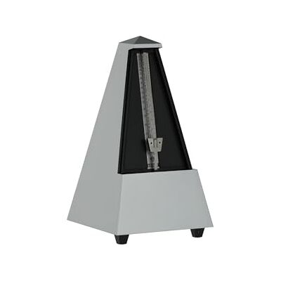Wittner Metronome Taktell Forme Pyramide Système Maelzel Série Designer Boîtier en plastique Avec cloche Argent clair Mécanique à remonter Pas de piles nécessaires Fabriqué en Allemagne Wittner Metronome Taktell Forme Pyramide Système Maelzel Série Designer Boîtier en plastique Avec cloche Argent clair Mécanique à remonter Pas de piles nécessaires Fabriqué en Allemagne