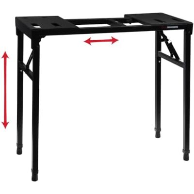 Gator Frameworks Table utilitaire clavier et audio avec réglage multi-points et bulle de nivellement intégrée; hauteur min/max – 66 cm/111,8 cm (GFW-UTILITY-TBL) Gator Frameworks Table utilitaire clavier et audio avec réglage multi-points et bulle de nivellement intégrée; hauteur min/max – 66 cm/111,8 cm (GFW-UTILITY-TBL)