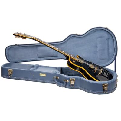 Crossrock Étui Rigide en Bois pour Guitare Les Paul Finition Smoke Blue sculptée, intérieur Bleu Monochrome, Serrure – Série Relief Premium Crossrock Étui Rigide en Bois pour Guitare Les Paul Finition Smoke Blue sculptée, intérieur Bleu Monochrome, Serrure – Série Relief Premium