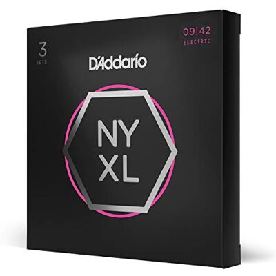 D'Addario Gitaarsnaren NYXL Elektrische Gitaarsnaren NYXL0942-3P Ongeëvenaarde Kracht, Stabiliteit bij het Stemmen, Verbeterde Mid-Range Voor 6-snarige Gitaren 09-42 Super Light, 3-Pack D'Addario Gitaarsnaren NYXL Elektrische Gitaarsnaren NYXL0942-3P Ongeëvenaarde Kracht, Stabiliteit bij het Stemmen, Verbeterde Mid-Range Voor 6-snarige Gitaren 09-42 Super Light, 3-Pack