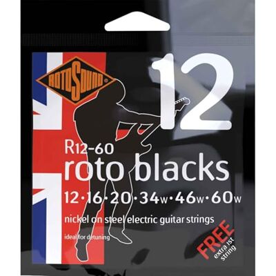 Rotosound Cordes pour Guitare Électrique Roto Nickelée BLACKS CST R12-60 Custom 12-60 Rotosound Cordes pour Guitare Électrique Roto Nickelée BLACKS CST R12-60 Custom 12-60