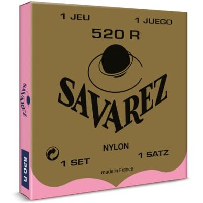 Savarez Nylon Traditional 520R Guitare de concert Jeu de 6 cordes Haute tension Tension du jeu : 36,3 kg/80,26 lbs Savarez Nylon Traditional 520R Guitare de concert Jeu de 6 cordes Haute tension Tension du jeu : 36,3 kg/80,26 lbs