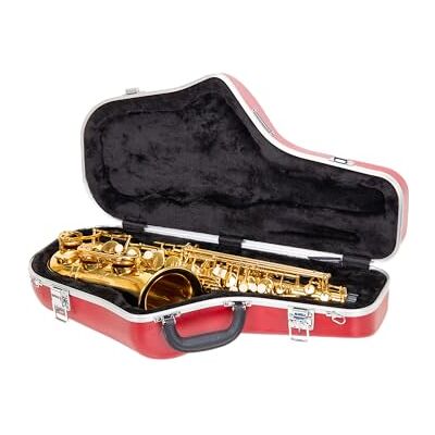 Crossrock Étui pour saxophone alto Coque rigide moulée en ABS avec poche pour accessoires, verrou de sécurité et sangle amovible, rouge (CRA862ASRD) Crossrock Étui pour saxophone alto Coque rigide moulée en ABS avec poche pour accessoires, verrou de sécurité et sangle amovible, rouge (CRA862ASRD)