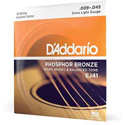 D'Addario EJ41 12-String Phosphor Bronze akoestische gitaarsnaren, Extra Light, 9-45 D'Addario EJ41 12-String Phosphor Bronze akoestische gitaarsnaren, Extra Light, 9-45