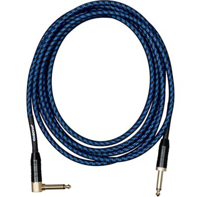 CASCHA Professional Line Câble de guitare Angled, Tweed Blue, 3 m CASCHA Professional Line Câble de guitare Angled, Tweed Blue, 3 m