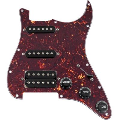Musiclily 11 Trous HSS Loaded Pickguard avec Micro Simple Bobinage pour Guitare électrique Fender Squier Strat, 4 plis Tortoise Shell Musiclily 11 Trous HSS Loaded Pickguard avec Micro Simple Bobinage pour Guitare électrique Fender Squier Strat, 4 plis Tortoise Shell