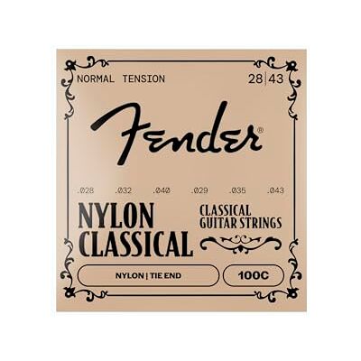 Fender Nylon Guitar Strings, 100 Clear/Silver, Tie End, Gauges .028-.043, (6) Fender Nylon Guitar Strings, 100 Clear/Silver, Tie End, Gauges .028-.043, (6)