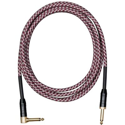 CASCHA Câble de guitare professionnel Angle Tweed Red 6 m CASCHA Câble de guitare professionnel Angle Tweed Red 6 m
