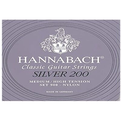 Hannabach Cordes Guitare classique série 900 medium-high tension Silver 200 Jeu de 3 cordes de basse 9007MHT Hannabach Cordes Guitare classique série 900 medium-high tension Silver 200 Jeu de 3 cordes de basse 9007MHT