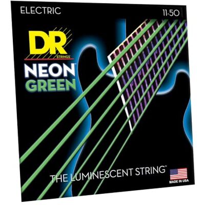 DR Strings NEON 11-50 Jeu de Cordes pour Guitare Electrique Vert DR Strings NEON 11-50 Jeu de Cordes pour Guitare Electrique Vert