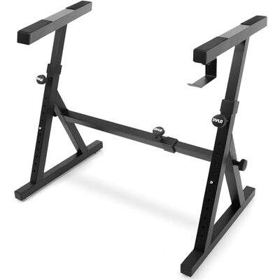 Pyle Support de clavier pliable robuste – Design en Z renforcé robuste avec largeur et hauteur réglables, bras rembourrés en mousse, support de piano numérique, convient aux pianos électriques de 54 à 88 Pyle Support de clavier pliable robuste – Design en Z renforcé robuste avec largeur et hauteur réglables, bras rembourrés en mousse, support de piano numérique, convient aux pianos électriques de 54 à 88