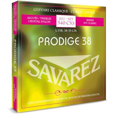 Savarez Cordes de guitare classique Prodige 38 1/8-3/4 Taille 1/8-1/2 Nylon 540CXS Savarez Cordes de guitare classique Prodige 38 1/8-3/4 Taille 1/8-1/2 Nylon 540CXS