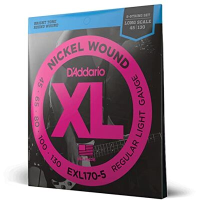 D'Addario Cordes Basse Bass Strings EXL170-5 Light, 45-130 (5-String) Échelle Longue D'Addario Cordes Basse Bass Strings EXL170-5 Light, 45-130 (5-String) Échelle Longue