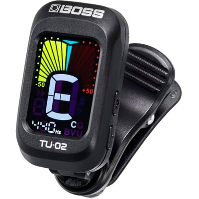 Boss TU-02 Chromatic Clip-On Battery Powered Tuner for Guitar, Bass and Ukulele Boss TU-02 Chromatic Clip-On Battery Powered Tuner for Guitar, Bass and Ukulele