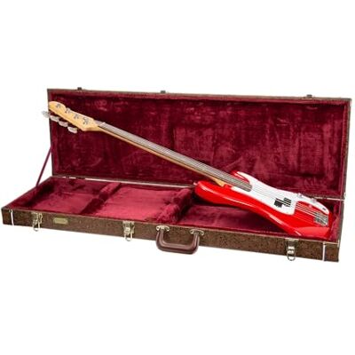 Crossrock Designer Series CRW530BBQ Étui en bois pour guitares basses Fender Precision et Jazz avec verrou de sécurité, pieds en métal, espace de rangement Marron fleur Crossrock Designer Series CRW530BBQ Étui en bois pour guitares basses Fender Precision et Jazz avec verrou de sécurité, pieds en métal, espace de rangement Marron fleur