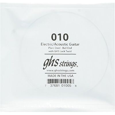 GHS Strings GHS BOOMERS Corde unique pour guitare électrique – Acier uni – 010 GHS Strings GHS BOOMERS Corde unique pour guitare électrique – Acier uni – 010